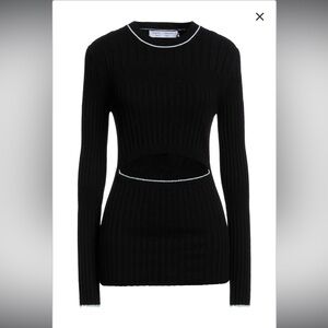 Proenza Schouler Black Knit Top with White Trim
